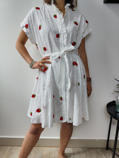 Mayorista Graciela Paris - Vestido de algodón fresa