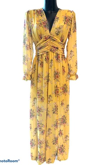 Wholesaler Graciela Paris - Long printed dress. slit on the left front