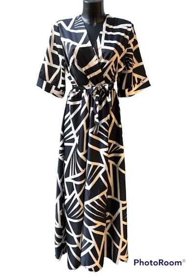 Wholesaler Graciela Paris - Long dress. kimono sleeves. in printed satin