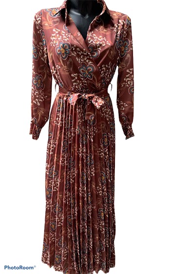 Grossiste Graciela Paris - Robe longue plissée à imprimé
