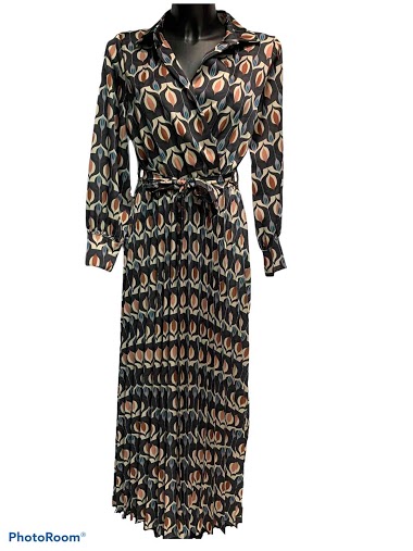Mayorista Graciela Paris - Long pleated printed dress