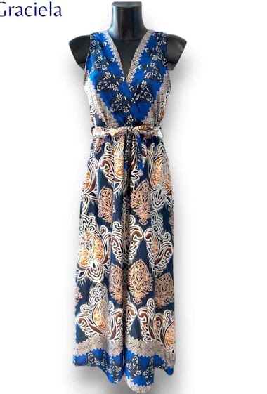 Wholesaler Graciela Paris - Long sleevesless dress in printed satin