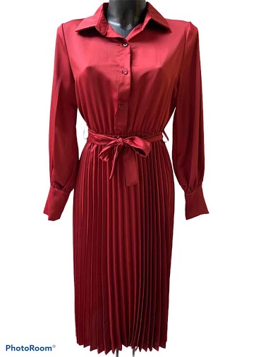 Wholesaler Graciela Paris - Mid-long pleated satin dress
