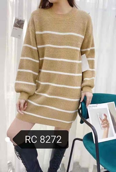 Wholesaler Graciela Paris - Short striped sweater dress. round neck