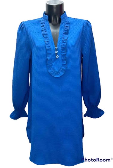 Wholesaler Graciela Paris - Tunic dress in cotton gauze. shirt collar
