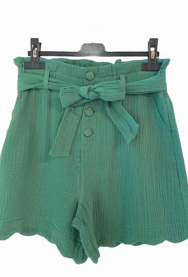 Großhändler Graciela Paris - Cotton gauze shorts. scalloped hem