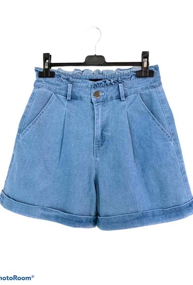 Wholesaler Graciela Paris - Denim shorts. ruffle details at the waistband