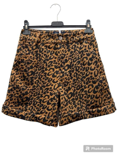 Mayorista Graciela Paris - Shorts de ante con estampado de leopardo