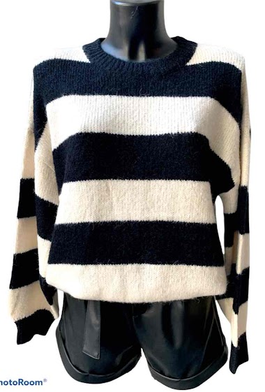 Wholesaler Graciela Paris - Soft wide striped sweater. round neck