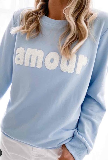 Großhändler Graciela Paris - Frottee-Sweatshirt mit Stickerei „Amour“.