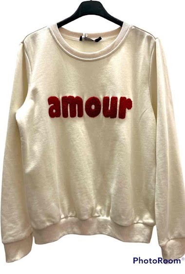 Wholesaler Graciela Paris - "Amour" Embroidered Terry Cloth Sweatshirt