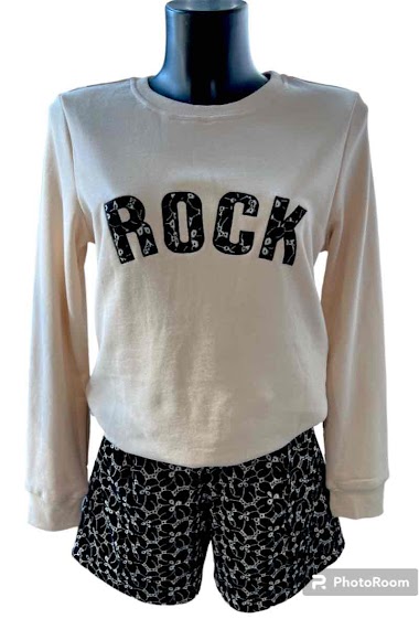 Wholesaler Graciela Paris - Open velvet embroidered rock sweatshirt