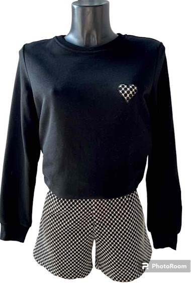 Mayorista Graciela Paris - Cotton sweatshirt with embroidered pattern heart