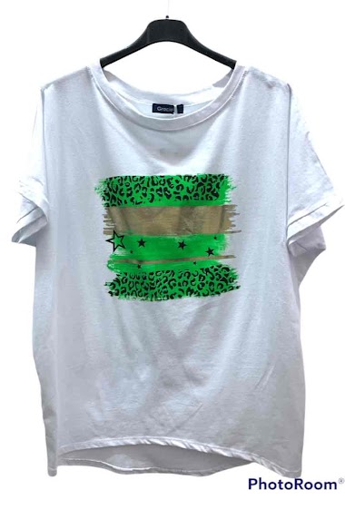Grossiste Graciela Paris - T-shirt oversized. imprimé traits peinture et motifs animal et étoiles