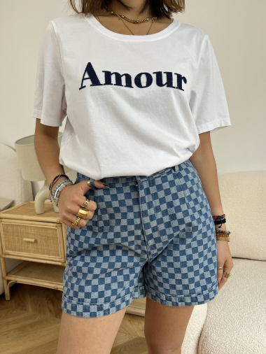 Grossiste Graciela Paris - Tee shirt « Amour » en sequin