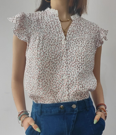 Wholesaler Graciela Paris - top in cotton gauze printed with small flowers