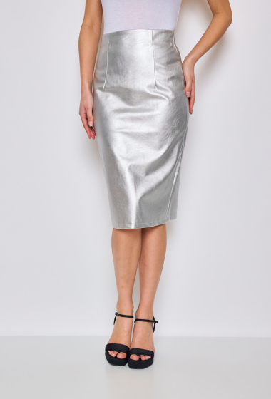 Wholesaler HF - Mid-length faux leather skirt