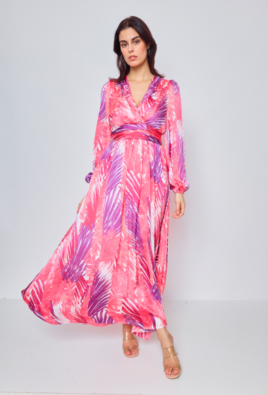 Großhändler HF - Langes Kleid mit Blätterprint