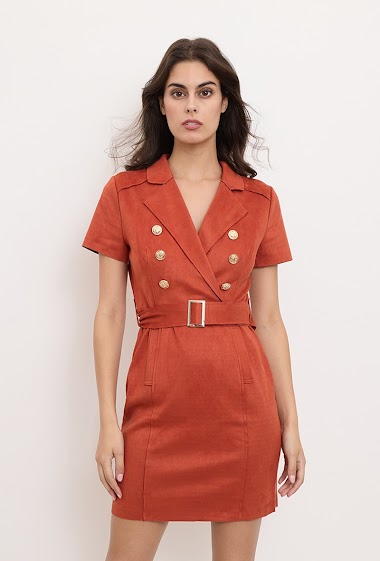 Wholesaler H.F - Short-sleeved suede dress
