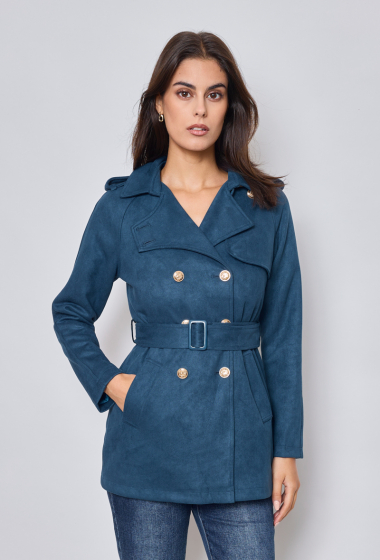 Wholesaler H.F - Mid-length suede trench coat