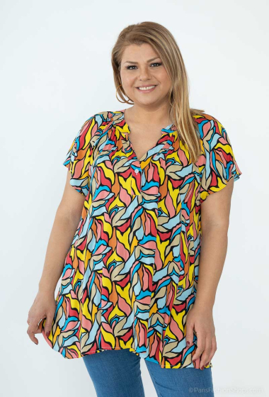 Wholesaler H3 - Buttoned blouse fancy pattern LARGE SIZE