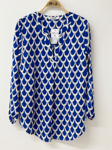 Grossiste H3 - blouse motifs fantaisie grande taille