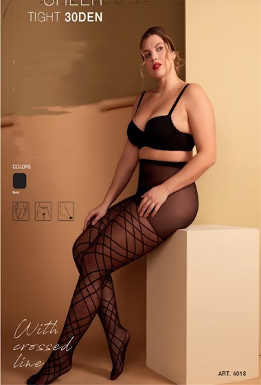 Lightweight 30 denier cross-lined tights large size