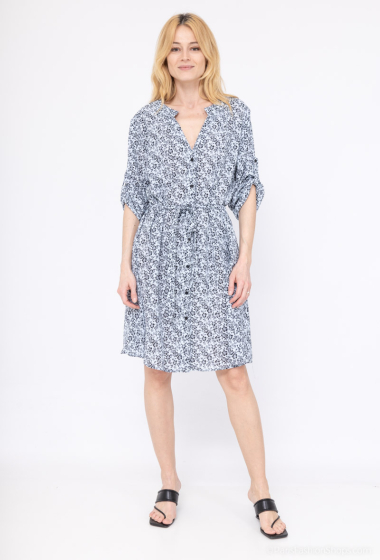 Wholesaler H3 - Floral print shirt dress with belt