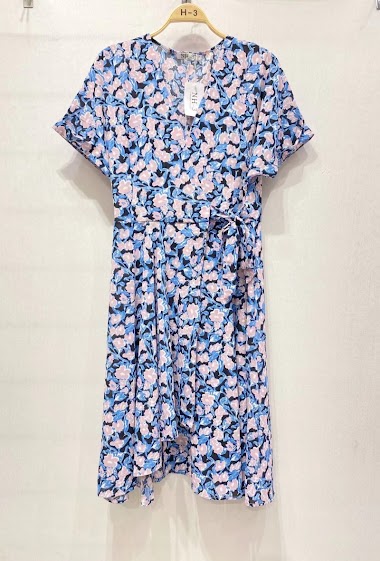 Wholesaler H3 - Wrap dress with ties to tie floral motifs
