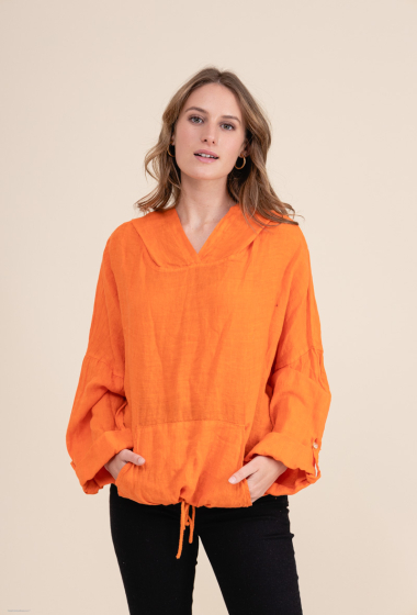 Wholesaler Happy Look - Linen hooded blouse
