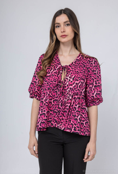 Wholesaler Happy Look - Leopard print mini dress with bows