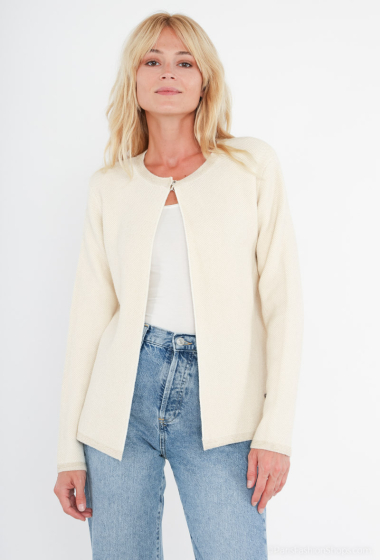 Wholesaler Happy Look - Textured cardigan with gold thread