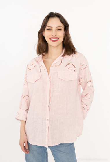 Grossiste Happy Look - Chemise courte en broderie anglaise