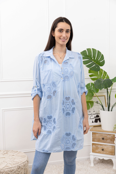 Wholesaler Happy Look - Cotton shirt with embroidery