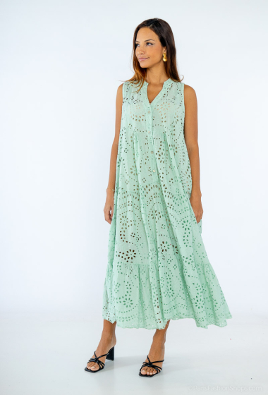 Wholesaler Happy Look - Long sleeveless english embroidery dress