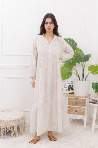 Wholesaler Happy Look - Long embroidered cotton dress