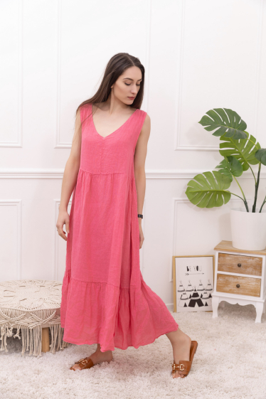 Wholesaler Happy Look - Long sleeveless linen dress