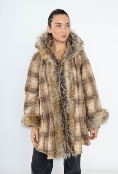 Wholesaler Happy Look - Wool blend coat with faux fur
