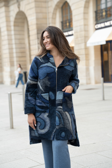 Wholesaler Happy Look - Printed wool-blend coat