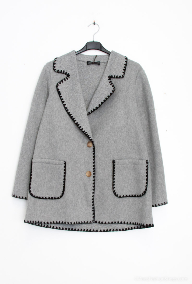 Großhändler Happy Look - Mantel im Blazer-Stil aus Wollmischung mit Stickereien