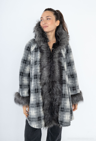 Grossiste Happy Look - Manteau en laine mélangé avec fausse fourrure