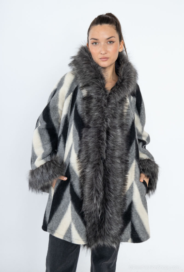 Grossiste Happy Look - Manteau en laine mélangé avec fausse fourrure
