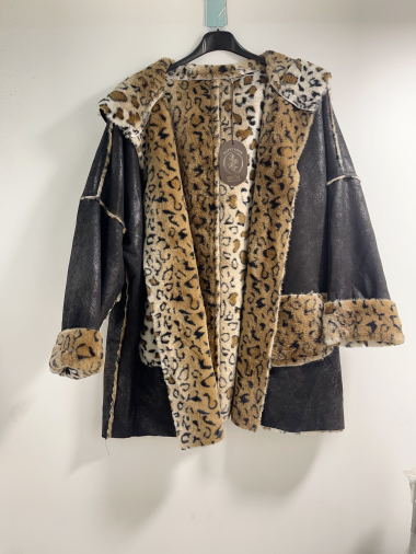 Wholesaler Happy Look - Reversible leopard print faux fur coat
