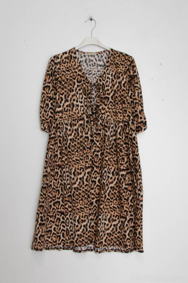 Grossiste Happy Look - Mini robe imprimée leopard avec noeuds