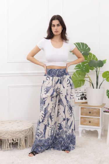 Wholesaler Happy Look - Wide-leg pants with printed embroidery