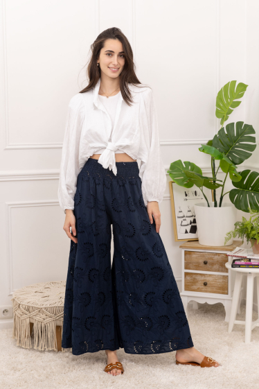Wholesaler Happy Look - Embroidered wide pants