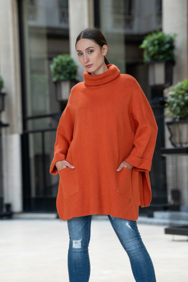 Grossiste Happy Look - Pull oversize col roulé