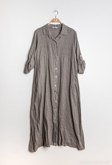 Grossiste Happy Look - Robe chemise longue en lin