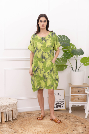 Wholesaler Happy Look - Printed linen dress
