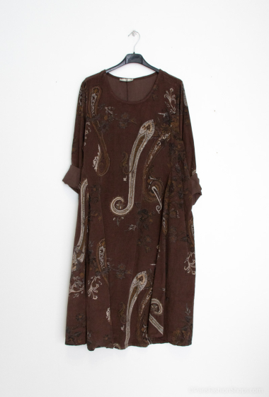 Wholesaler Happy Look - Printed corduroy dress